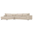 ECKSOFA in Cord Creme  - Creme/Schwarz, KONVENTIONELL, Kunststoff/Textil (250/314cm) - Carryhome