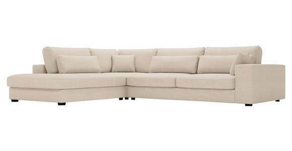 ECKSOFA in Cord Creme  - Creme/Schwarz, KONVENTIONELL, Kunststoff/Textil (250/314cm) - Carryhome