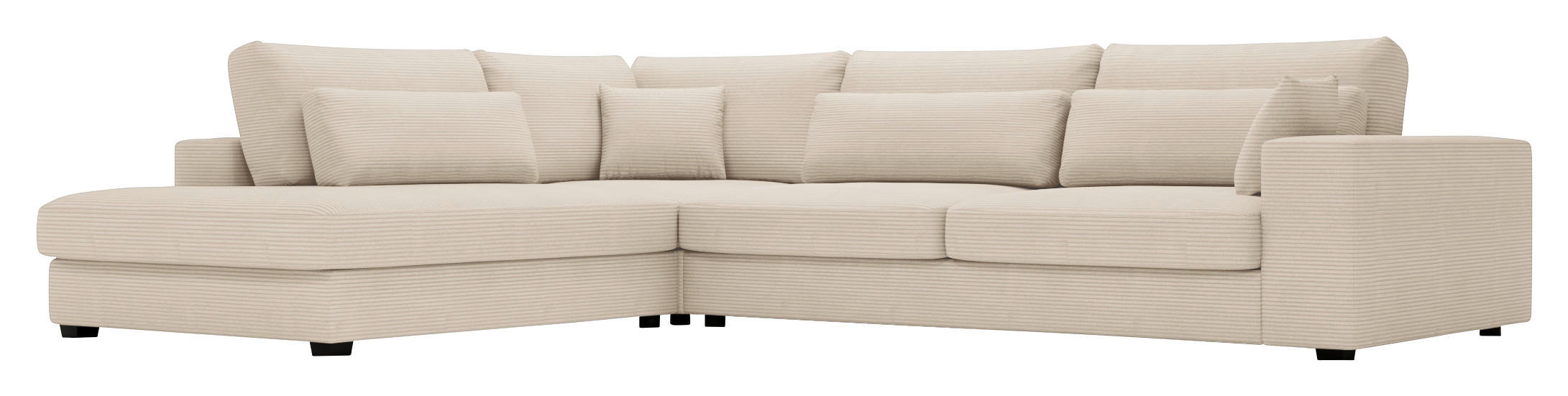 ECKSOFA in Cord Creme  - Creme/Schwarz, Konventionell, Kunststoff/Textil (250/314cm) - Carryhome
