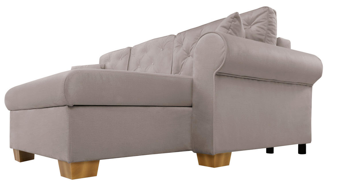 ECKSOFA in Taupe  - Taupe/Buchefarben, Design, Holz/Textil (266/161cm) - MID.YOU