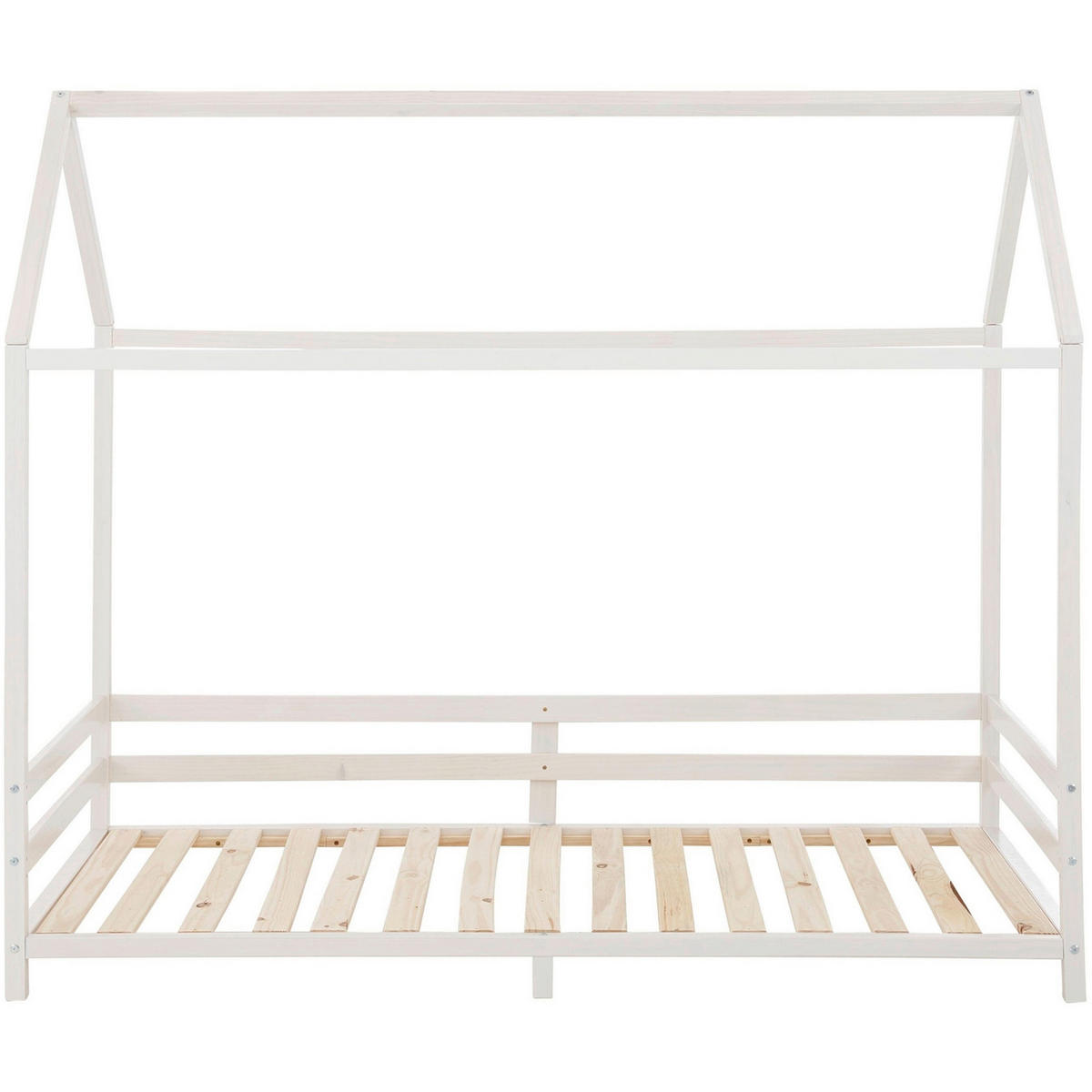 HAUSBETT 90/200 cm,  in Weiß, Lattenrost  - Naturfarben/Weiß, MODERN, Holz (90/200cm) - MID.YOU