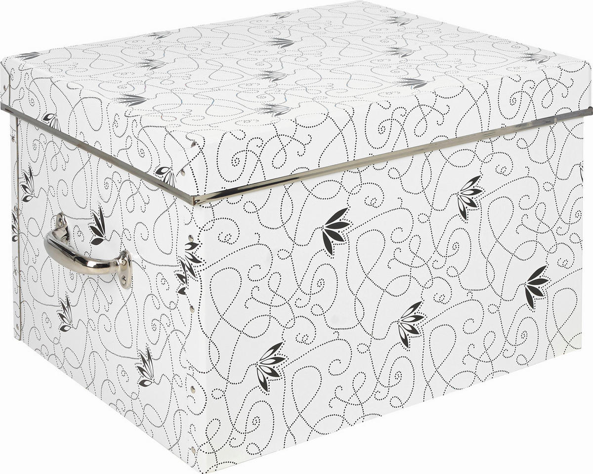 DEKOR DOBOZ  - fekete/fehér, Basics, karton (42/28/36cm)