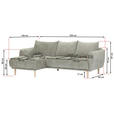 ECKSOFA Dunkelgrau Flachgewebe  - Dunkelgrau/Buchefarben, KONVENTIONELL, Holz/Textil (144/230cm) - Carryhome