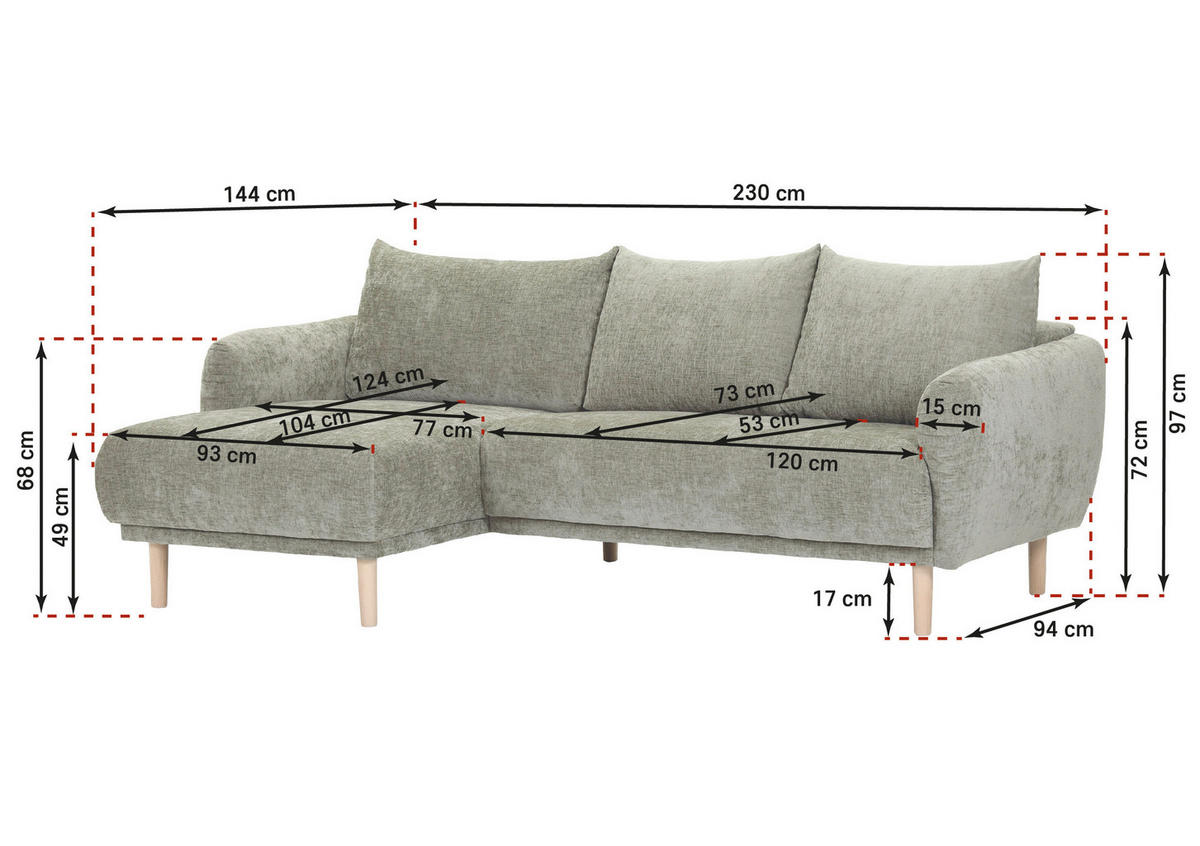 HÖRNSOFFA i flatväv gammelrosa  - bokfärgad/gammelrosa, Klassisk, trä/textil (144/230cm) - Livetastic