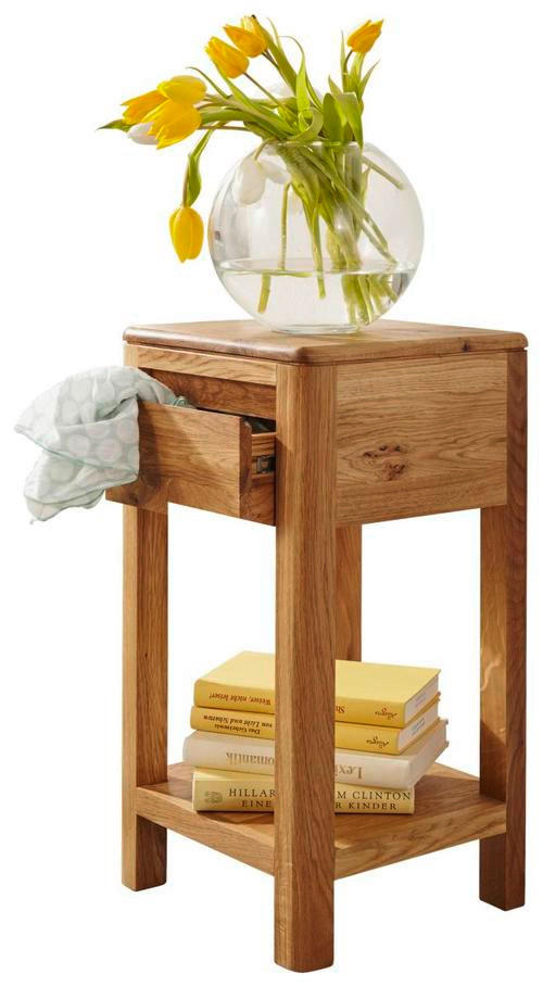 BLUMENSÄULE Holz Wildeiche vollmassiv  - Eichefarben, Design, Holz (30/30/60cm) - Livetastic