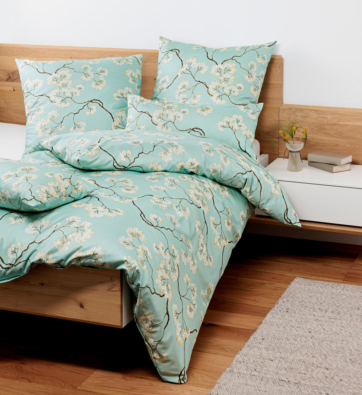 BETTWÄSCHE Makosatin 135/200 cm  - Hellblau, Basics, Textil (135/200cm) - Janine