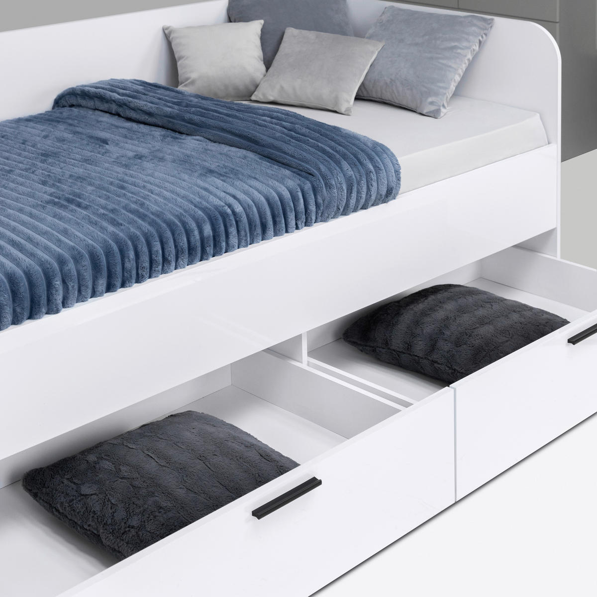 STAURAUMBETT 90/200 cm  in Weiß Hochglanz  - Weiß Hochglanz/Weiß, MODERN, Holzwerkstoff (90/200cm) - MID.YOU