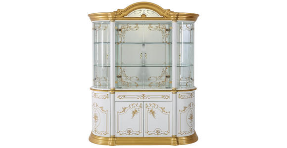 VITRINE in Goldfarben, Nussbaumfarben - Goldfarben/Nussbaumfarben, LIFESTYLE, Glas/Holzwerkstoff (109/212/53cm) - Cantus