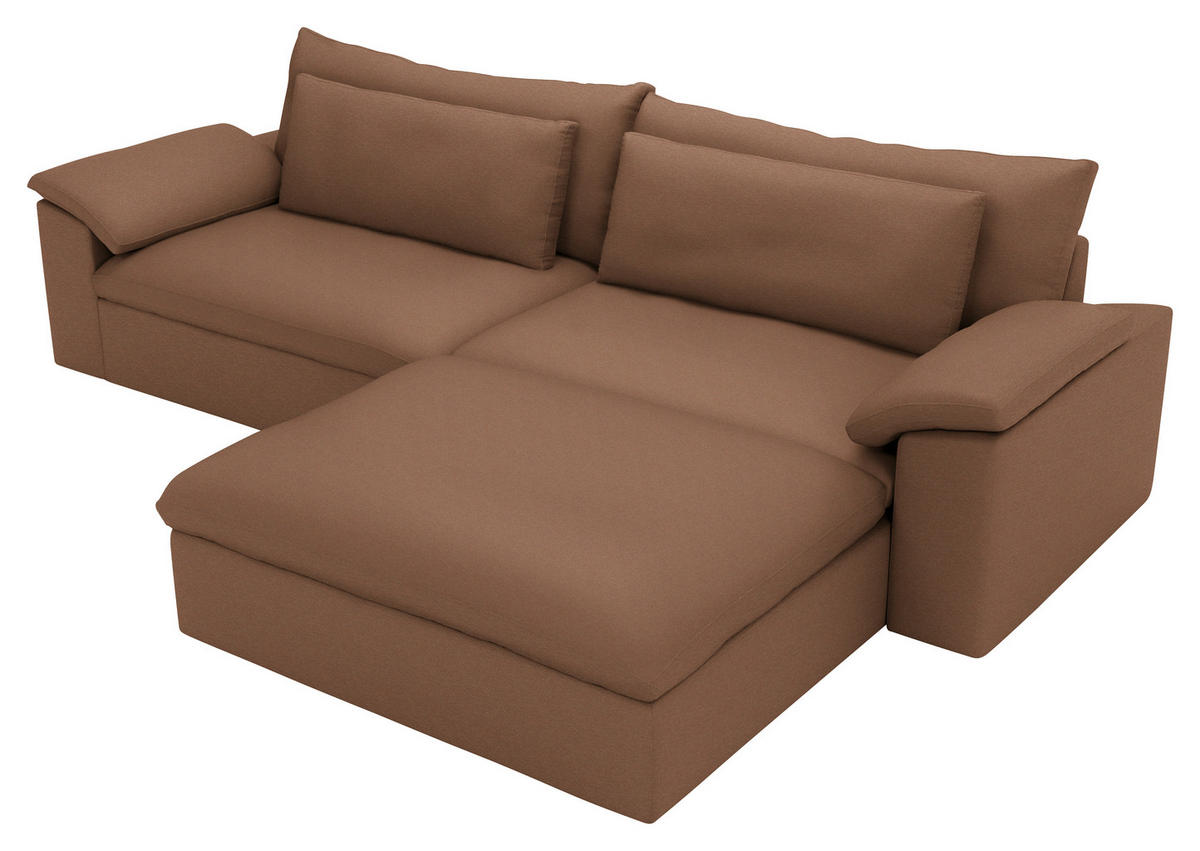 ECKSOFA  Chenille Altrosa  - Schwarz/Altrosa, Modern, Kunststoff/Textil (306/198cm) - Carryhome