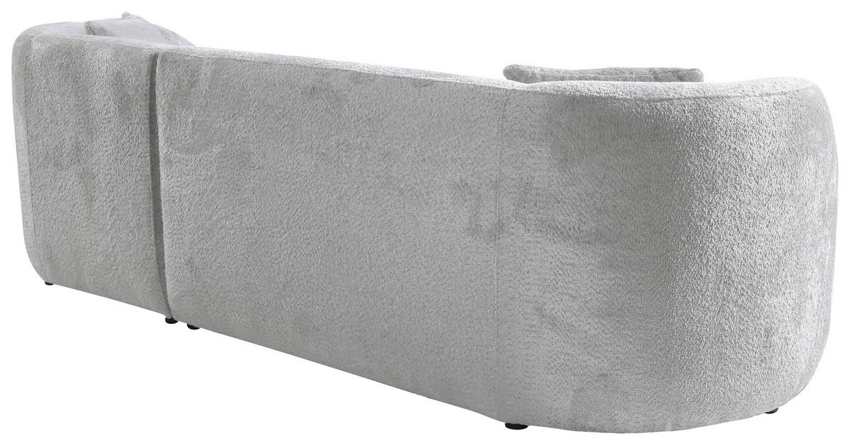 ECKSOFA in Bouclé Hellgrau  - Hellgrau/Schwarz, Design, Kunststoff/Textil (264/143cm) - MID.YOU