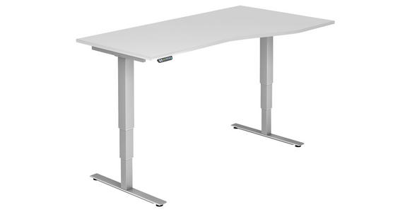 SCHREIBTISCH höhenverstellbar  - Silberfarben/Weiß, KONVENTIONELL, Holzwerkstoff/Metall (180/80-100/63,5-128,5cm) - Venda