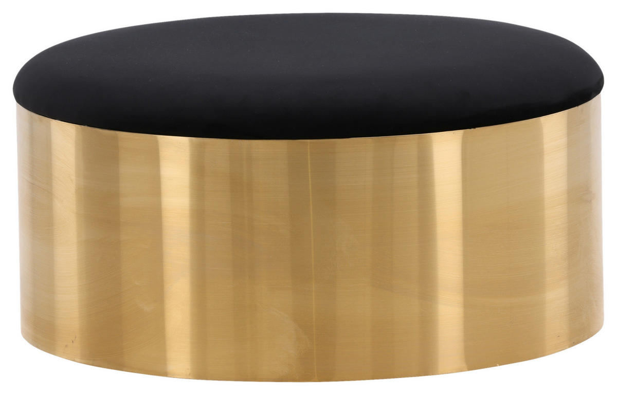 HOCKER Samt Schwarz, Goldfarben  - Goldfarben/Schwarz, Design, Textil/Metall (45/46/45cm) - Livetastic