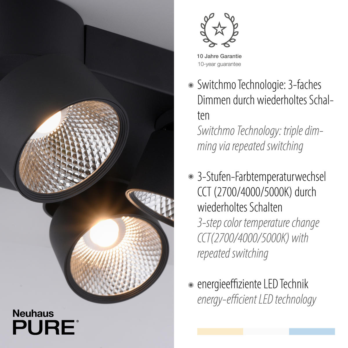 LED-DECKENLEUCHTE 40.5/40.5/15.5 cm   - Schwarz, Basics, Kunststoff/Metall (40.5/40.5/15.5cm) - Neuhaus PURE