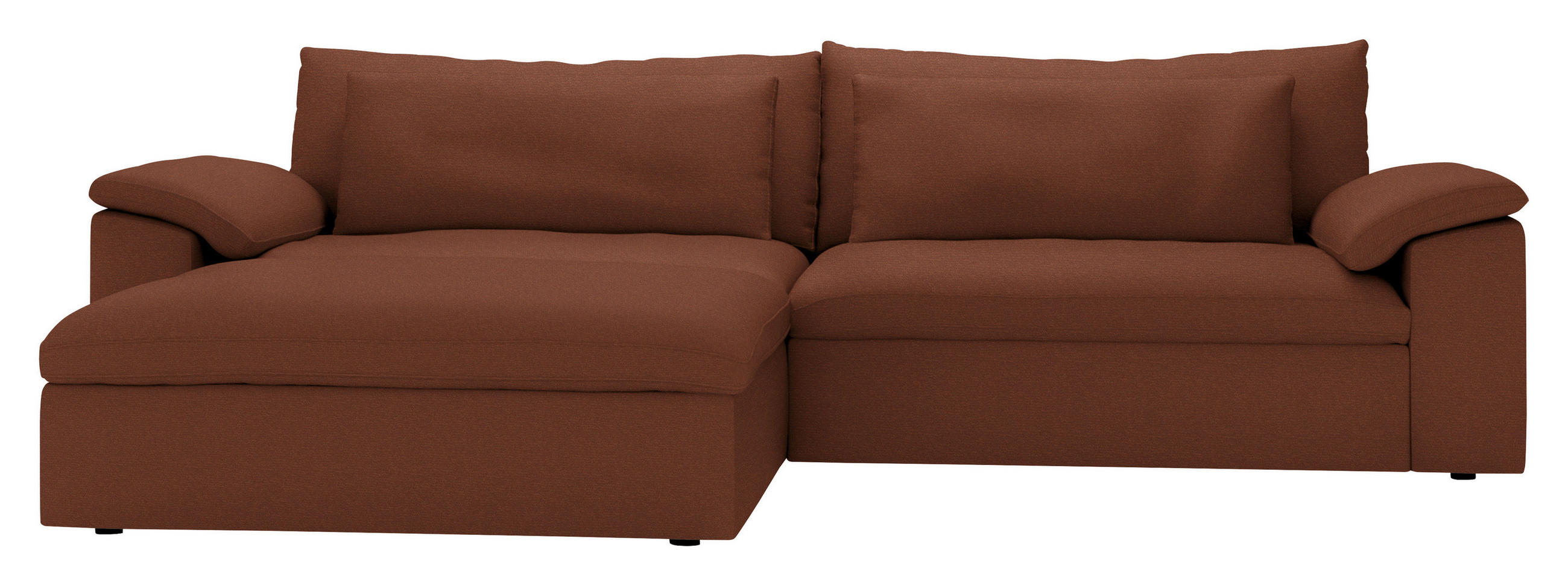 ECKSOFA  Chenille Rostfarben  - Rostfarben/Schwarz, Modern, Kunststoff/Textil (198/306cm) - Carryhome