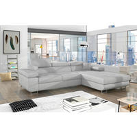 ECKSOFA in Samt Hellgrau  289/203 cm  - Chromfarben/Hellgrau, Design, Textil/Metall (289/203cm) - MID.YOU
