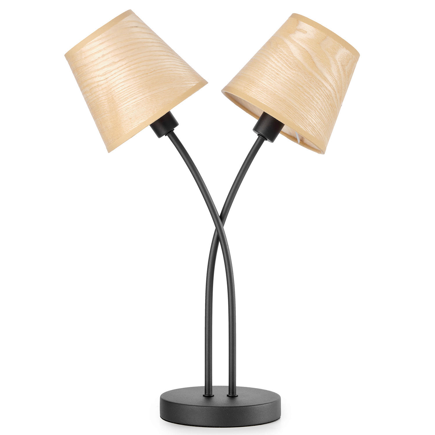 TISCHLEUCHTE 36/15/50 cm   - Eichefarben/Schwarz, KONVENTIONELL, Textil/Metall (36/15/50cm)