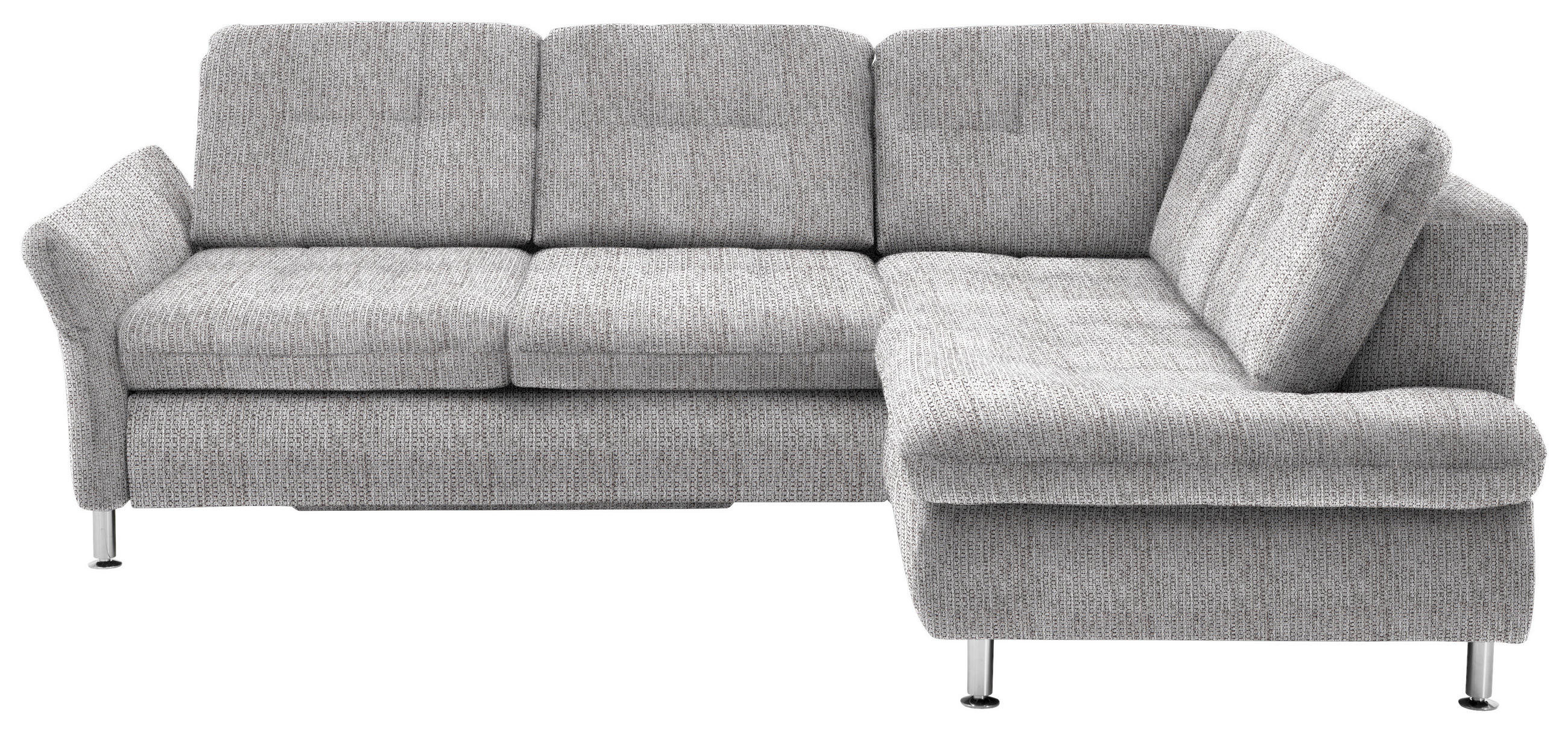 ECKSOFA in Webstoff Hellgrau  - Chromfarben/Hellgrau, Konventionell, Textil/Metall (242/210cm) - Beldomo Style