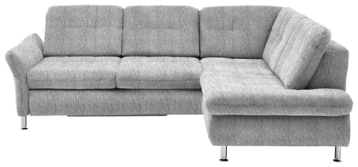 ECKSOFA in Webstoff Hellgrau  - Chromfarben/Hellgrau, Konventionell, Textil/Metall (242/210cm) - Beldomo Style