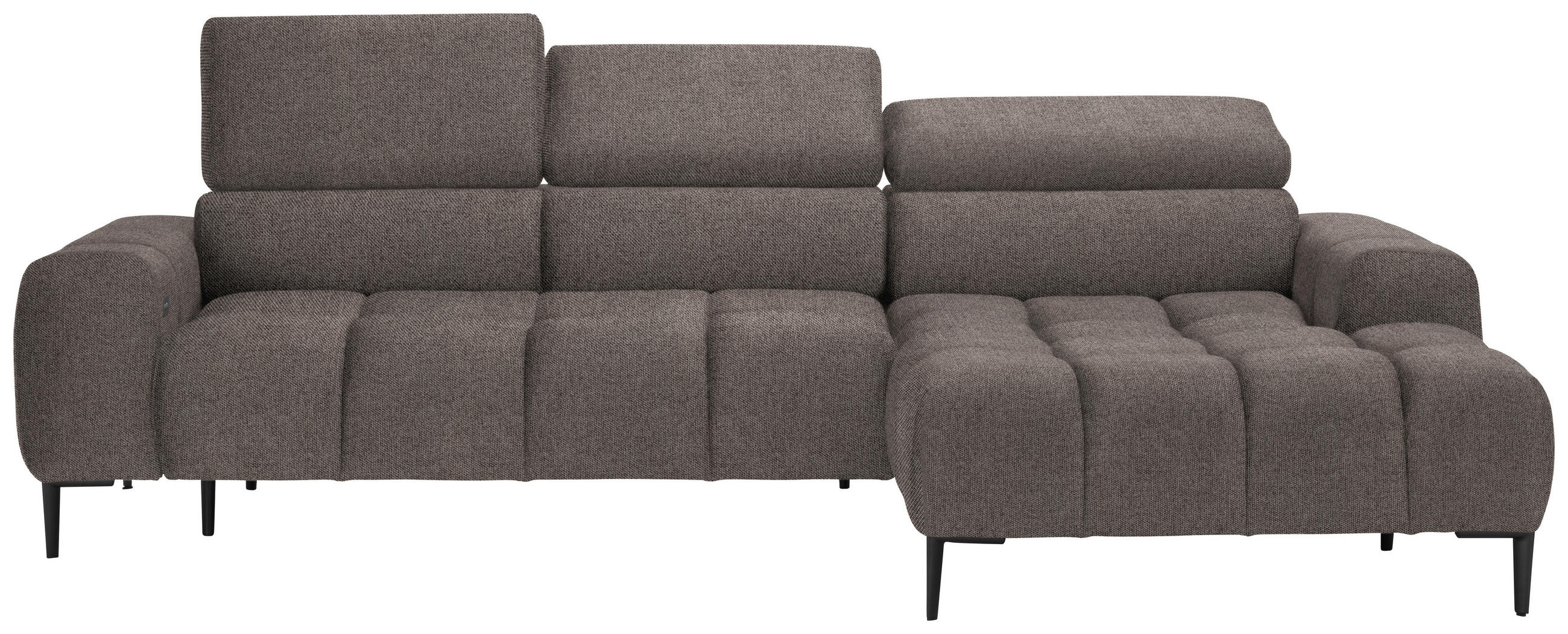 ECKSOFA in Webstoff Greige  - Greige/Schwarz, Design, Textil/Metall (270/177cm) - Welnova