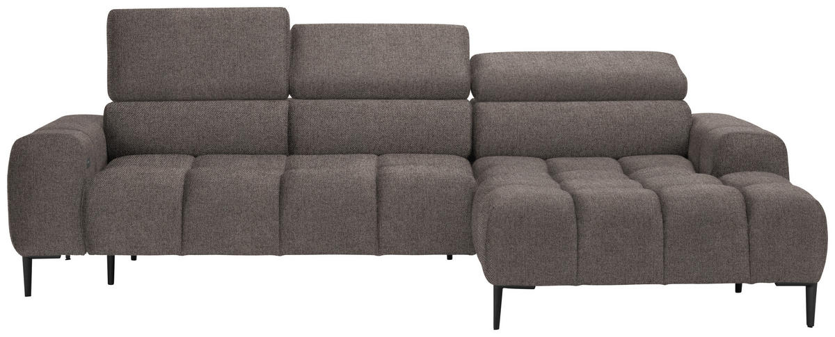 ECKSOFA in Webstoff Greige  - Greige/Schwarz, Design, Textil/Metall (270/177cm) - Welnova