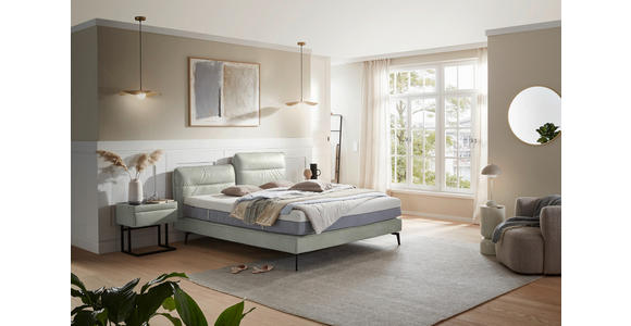 BOXSPRINGBETT 180/200 cm in Hellgrau - Hellgrau/Schwarz, Design, Textil/Metall (180/200cm) - Johann Jakob