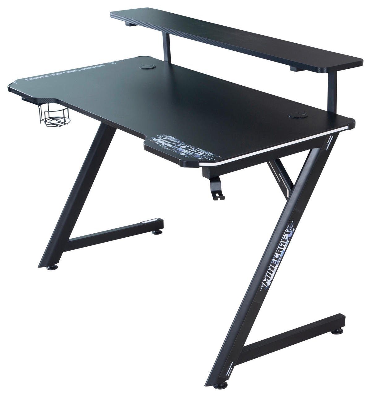 GAMINGTISCH 120/60/89,5 cm  in Schwarz  - Schwarz, MODERN, Holzwerkstoff/Metall (120/60/89,5cm) - Minecraft