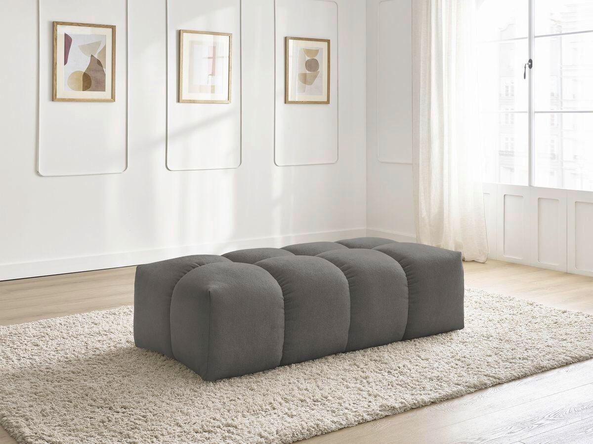 HOCKER EVEREST Struktur Dunkelgrau  - Dunkelgrau/Schwarz, MODERN, Kunststoff/Textil (140/70/40cm)