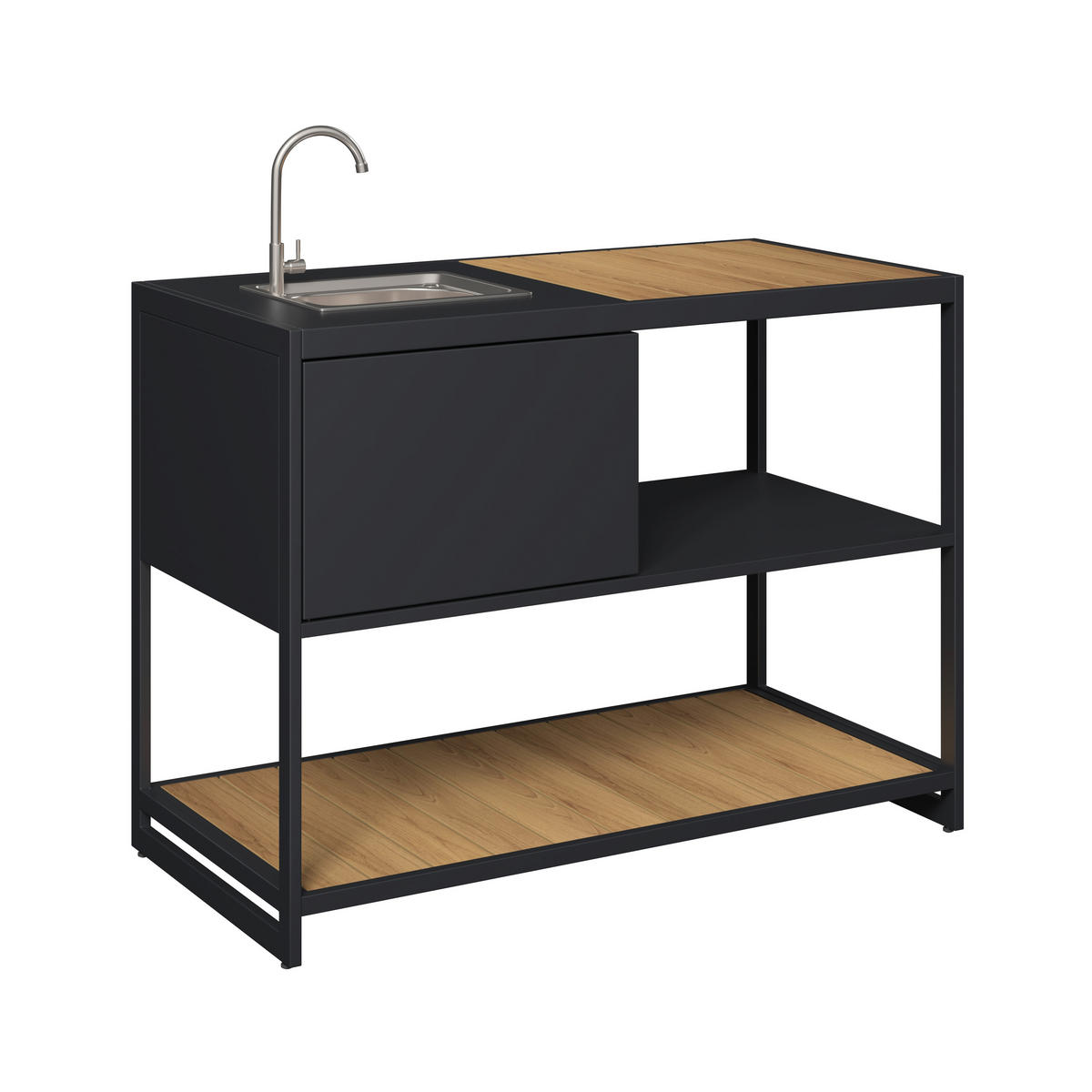 OUTDOORKÜCHE - Anthrazit/Naturfarben, MODERN, Kunststoff/Metall (120/116/60cm) - Ambia Garden