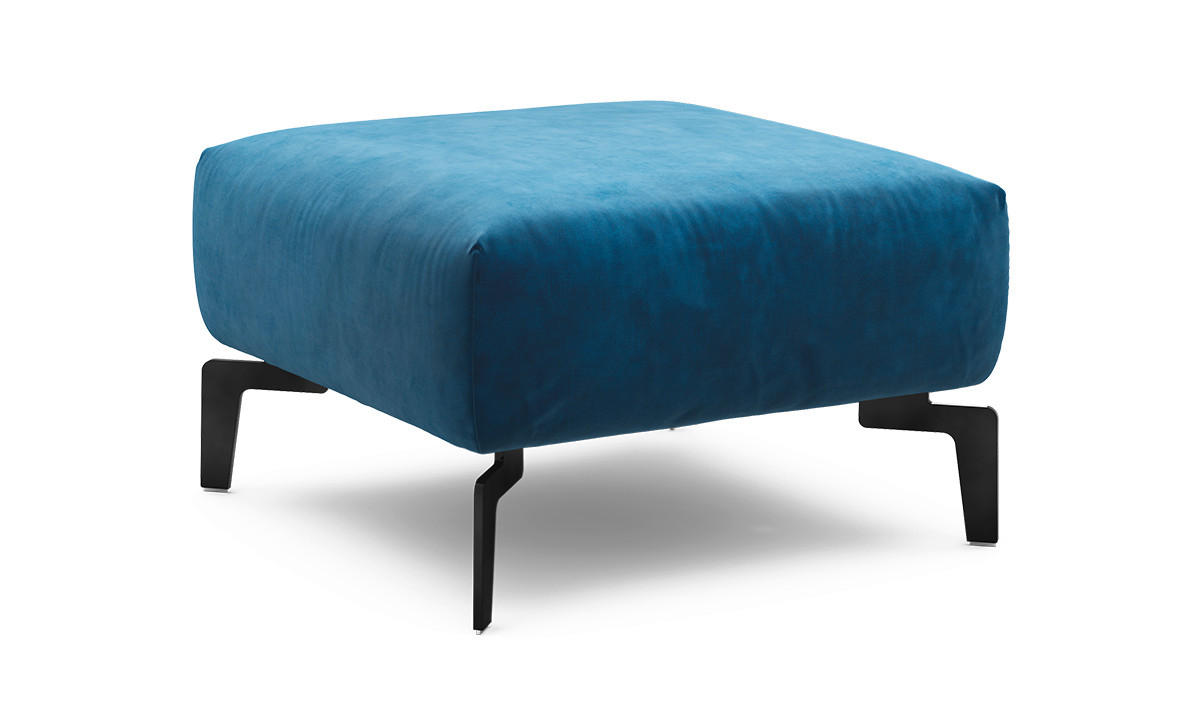 HOCKER Samt Blau  - Blau/Schwarz, Design, Textil/Metall (70/70/46cm) - SENSOO