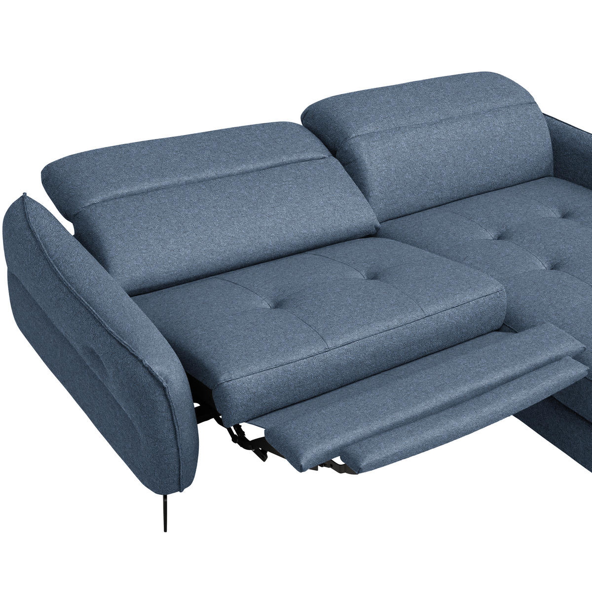 ECKSOFA Flachgewebe Blau  - Blau/Schwarz, Design, Textil/Metall (246/175cm) - Celina