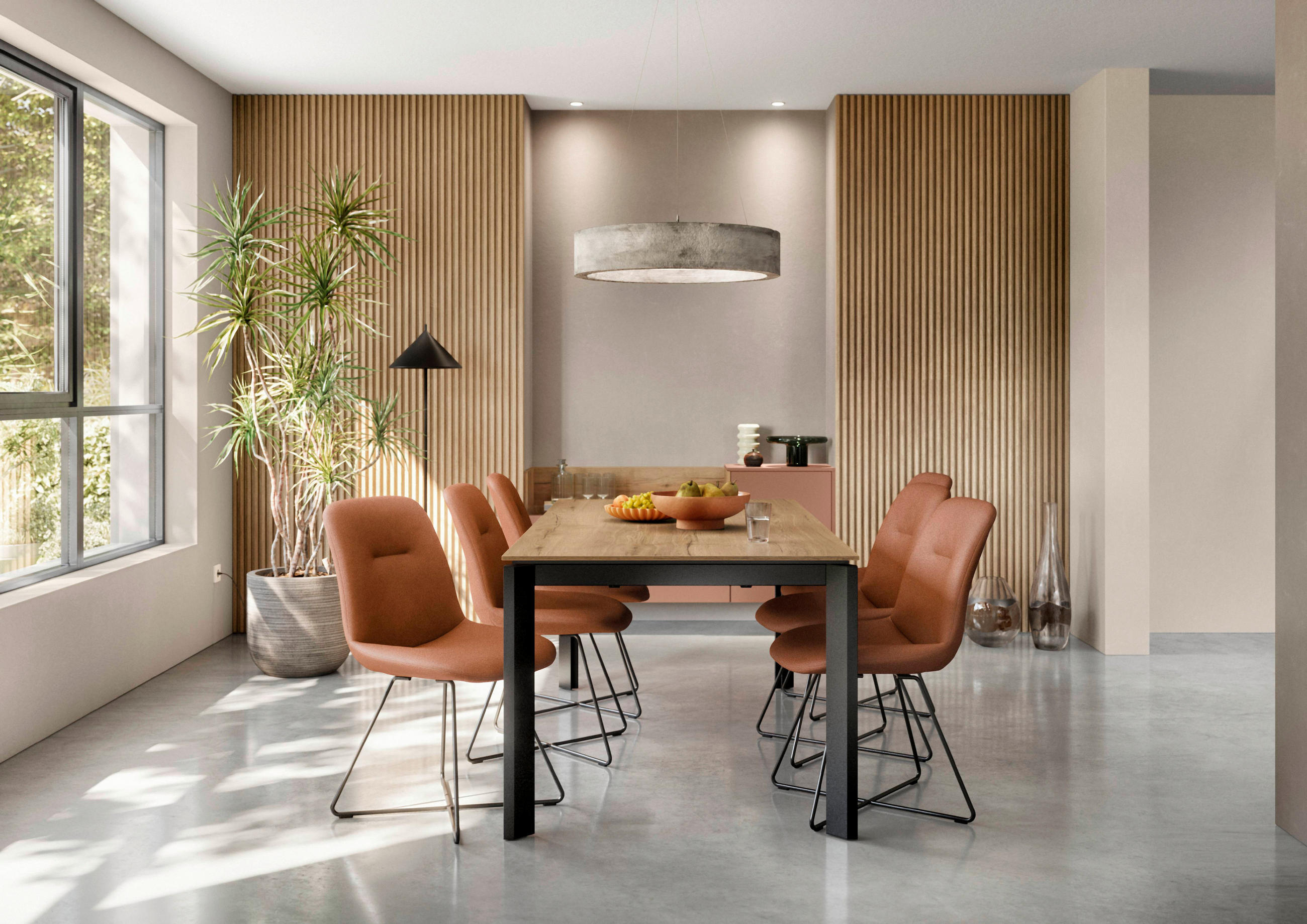 STUHL - Cognac/Schwarz, Basics, Textil/Metall (51/89/61cm) - Celina Home