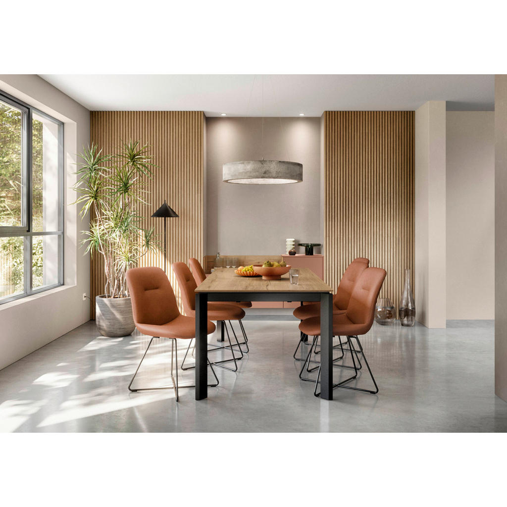 Thumbnail - Celina Home Stuhl Chross, Schwarz, Cognac, Metall, Textil, X-Form, Rundrohr, 51x89x61 cm, Typenauswahl, Stühle