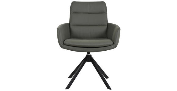 ARMLEHNSTUHL  in Stahl Echtleder pigmentiert  - Schwarz/Grün, Design, Leder/Metall (62,5/89/66,5cm) - Dieter Knoll