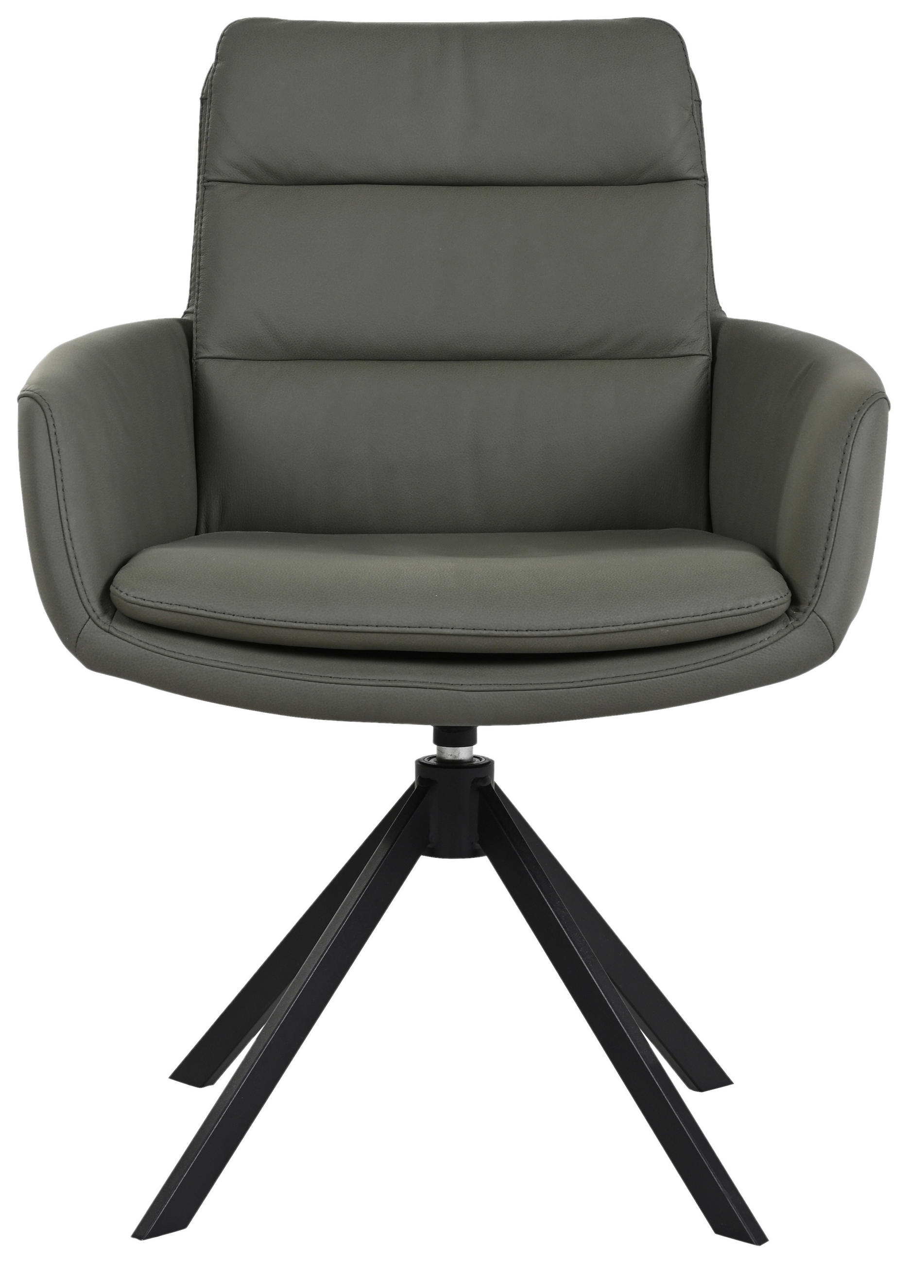 STOL MED ARMSTÖD stål äkta läder pigmenterad  - grön/svart, Design, metall/läder (62,5/89/66,5cm) - Dieter Knoll