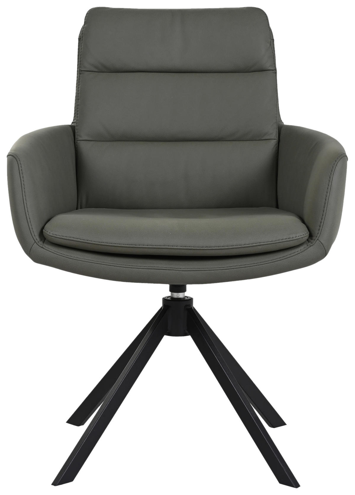 STOL MED ARMSTÖD stål äkta läder pigmenterad  - grön/svart, Design, metall/läder (62,5/89/66,5cm) - Dieter Knoll