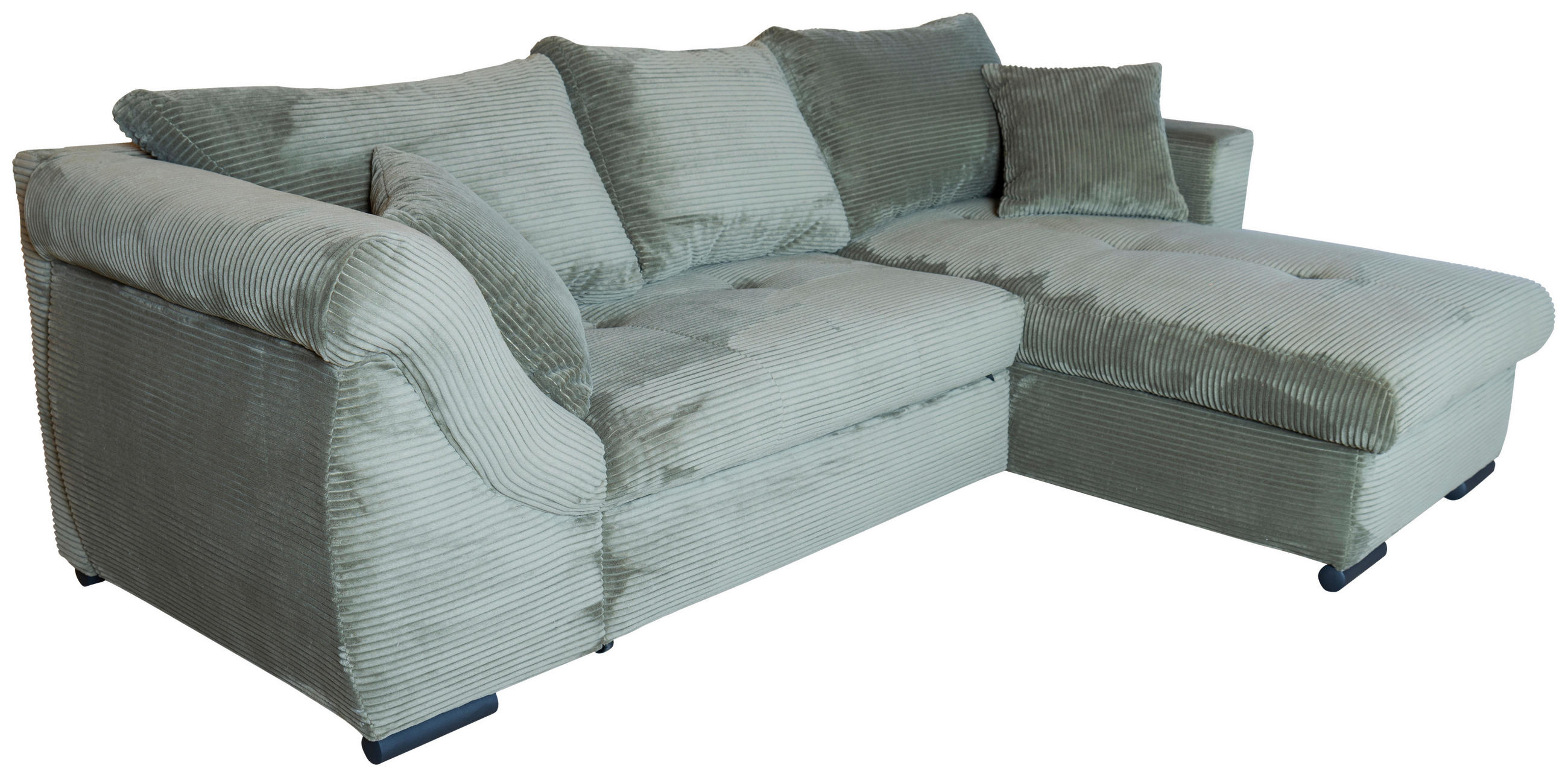 ECKSOFA Dunkelgrün Cord  - Dunkelgrün/Schwarz, KONVENTIONELL, Textil/Metall (258/168cm) - Carryhome