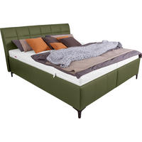 POLSTERBETT gepolstertes Kopfteil, Bettkasten, Lattenroste, Matratzen Grün 180/200 cm  - Schwarz/Weiß, KONVENTIONELL, Leder/Holz (180/200cm) - Ada Austria