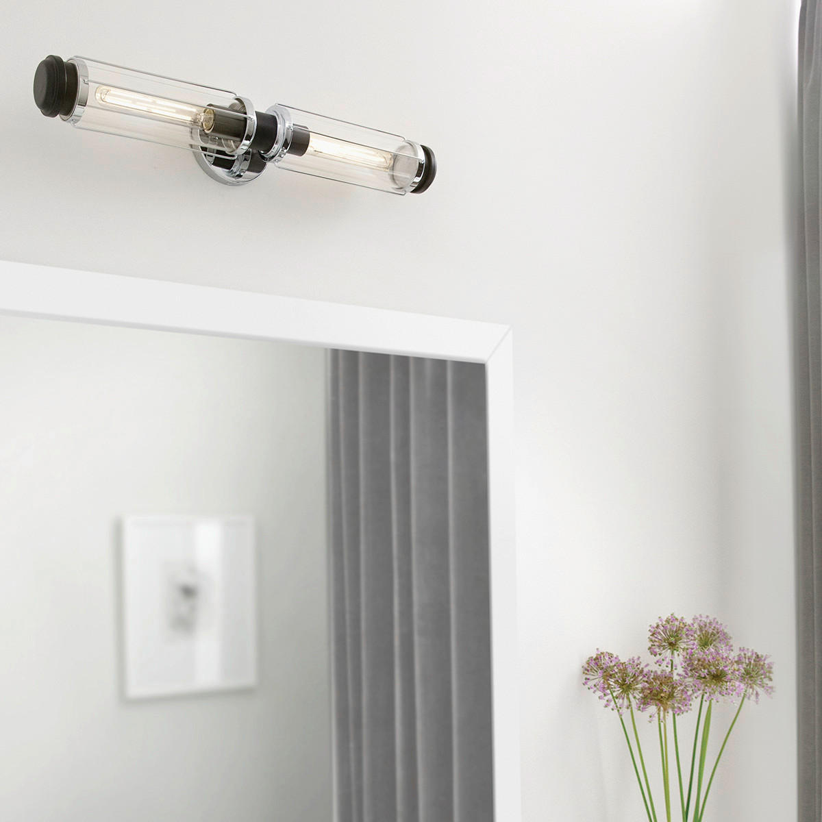 BADEZIMMER-WANDLEUCHTE - Chromfarben/Schwarz, Konventionell, Glas/Metall (12,2/61/12,8cm) - Elstead Lighting