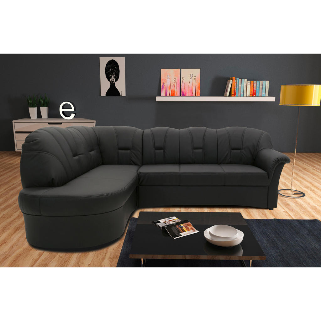 Thumbnail - Mid.you Ecksofa, Schwarz, Textil, Uni, 4-Sitzer, Ottomane links, L-Form, 243x180 cm, Made in EU, FSC Mix, Schlafen auf S...