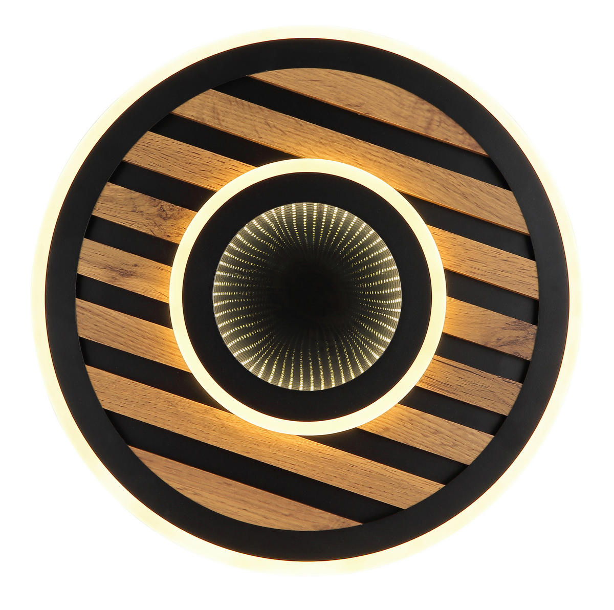 STROPNA LED-SVETILKA  WOODY //3000 K/230 V/ - črna/bela, Natur, kovina/umetna masa (40/6cm) - Globo