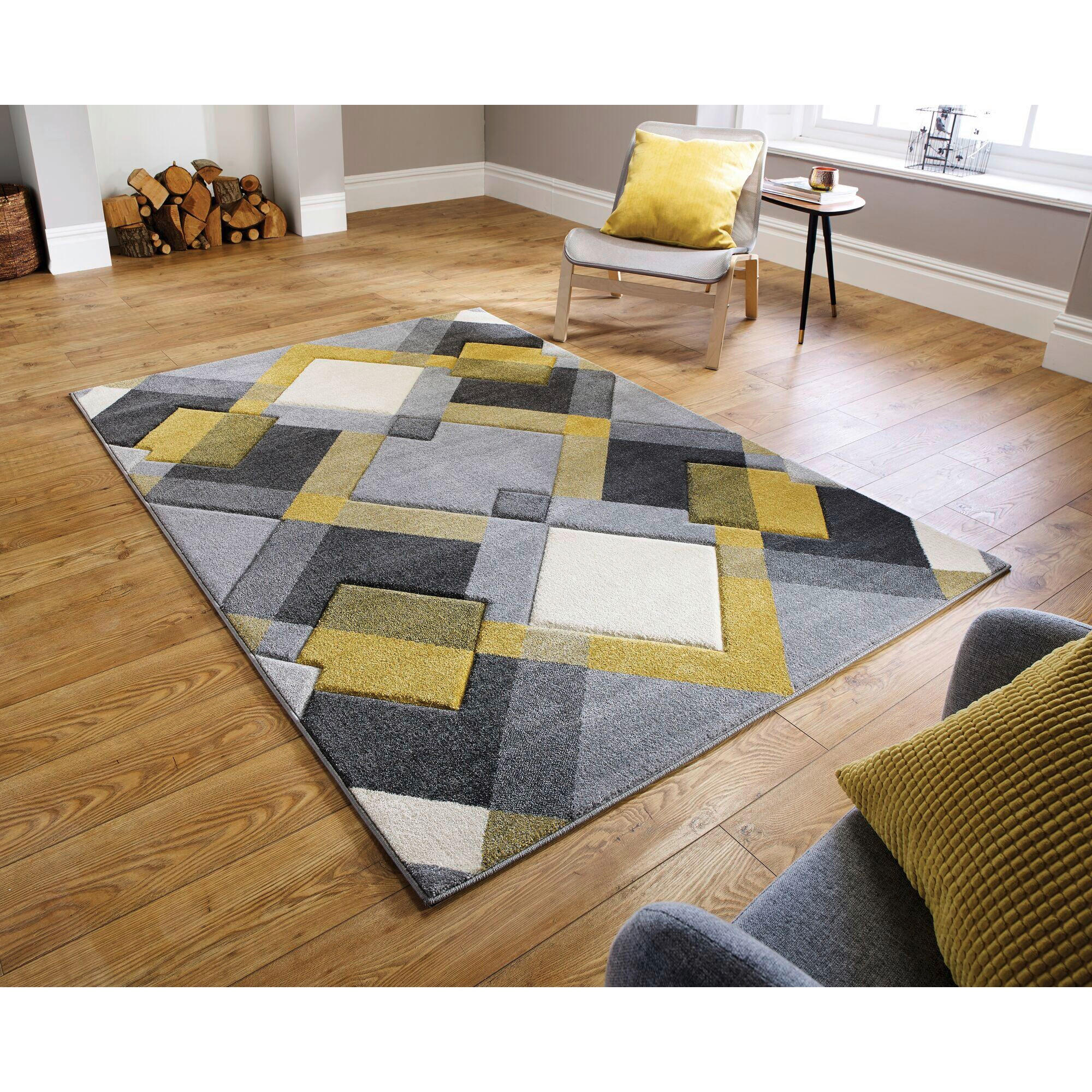 WEBTEPPICH 200/290 cm NIMBUS Grau, Dunkelgelb  - Dunkelgelb/Grau, KONVENTIONELL, Textil (200/290cm)
