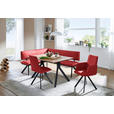 ECKBANK 165/205 cm  in Rot, Schwarz  - Rot/Schwarz, MODERN, Textil/Metall (165/205cm) - Cantus