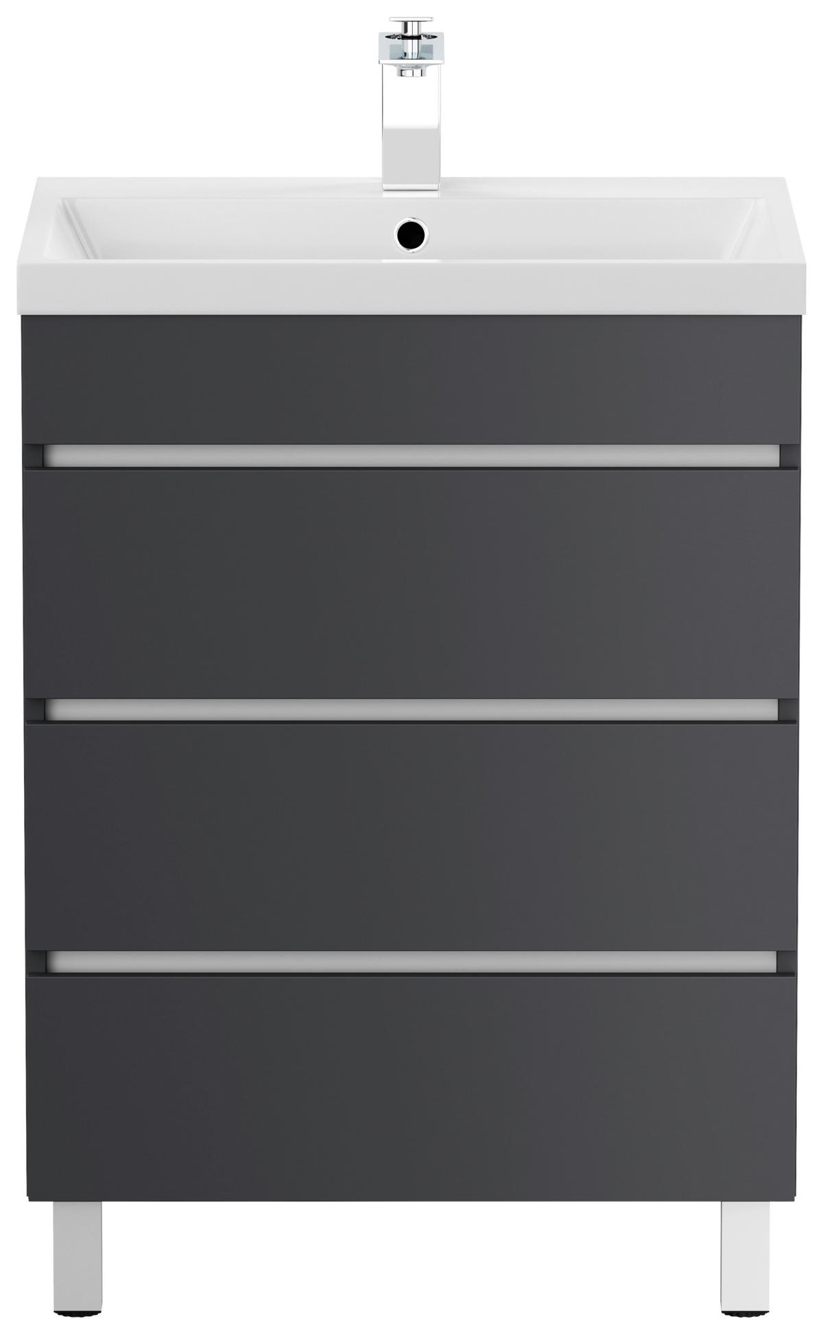 WASCHTISCHKOMBI 70 cm  - Graphitfarben/Weiß, Basics, Holzwerkstoff/Stein (70cm) - MID.YOU