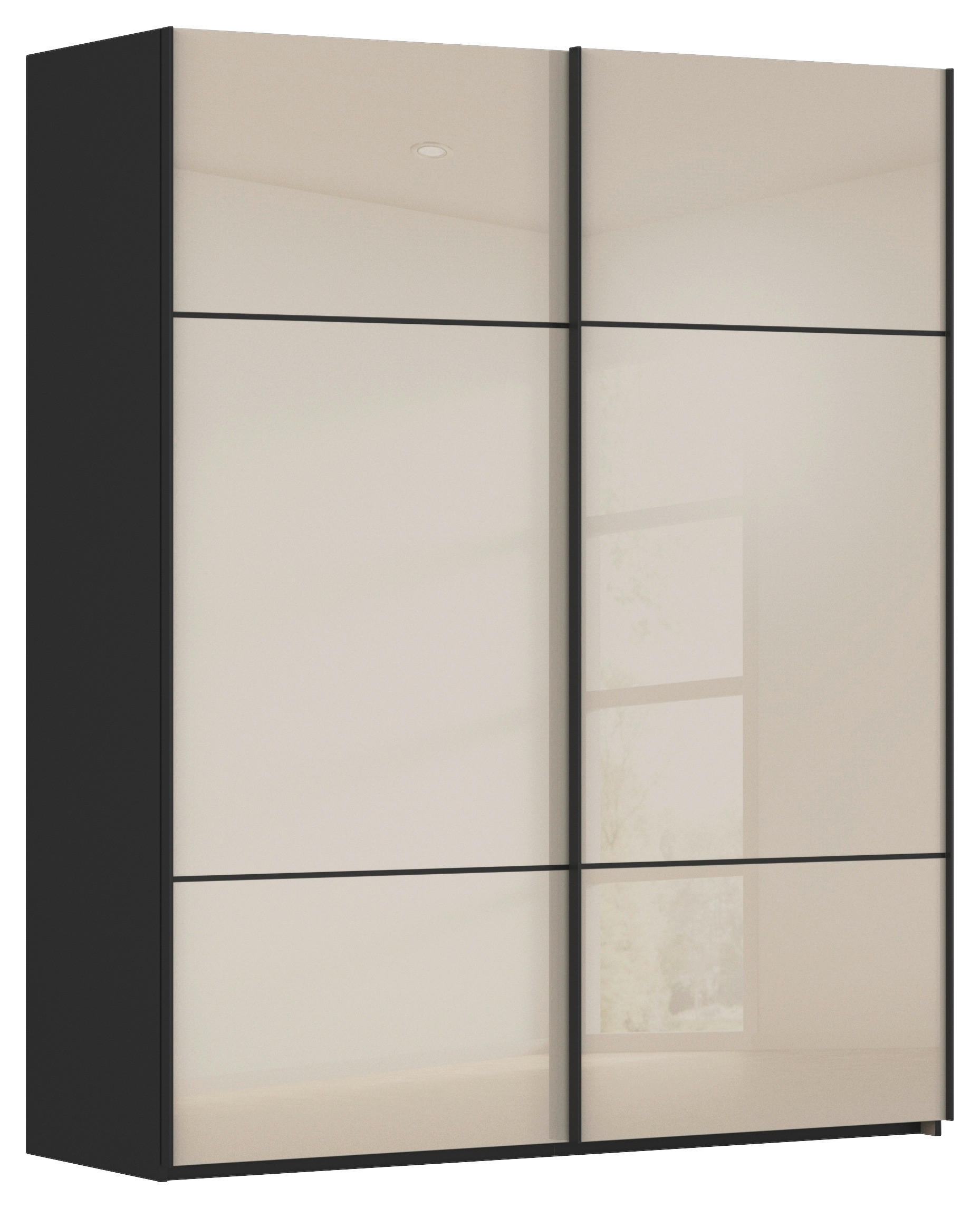 SCHWEBETÜRENSCHRANK Schwarz, Champagner  - Champagner/Schwarz, Konventionell, Glas/Holzwerkstoff (201/223/67cm) - Novel