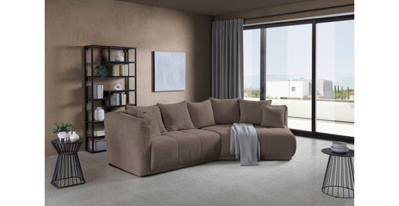 ECKSOFA in Chenille Taupe  315/180 cm  - Taupe/Schwarz, MODERN, Kunststoff/Textil (315/180cm) - Hom`in