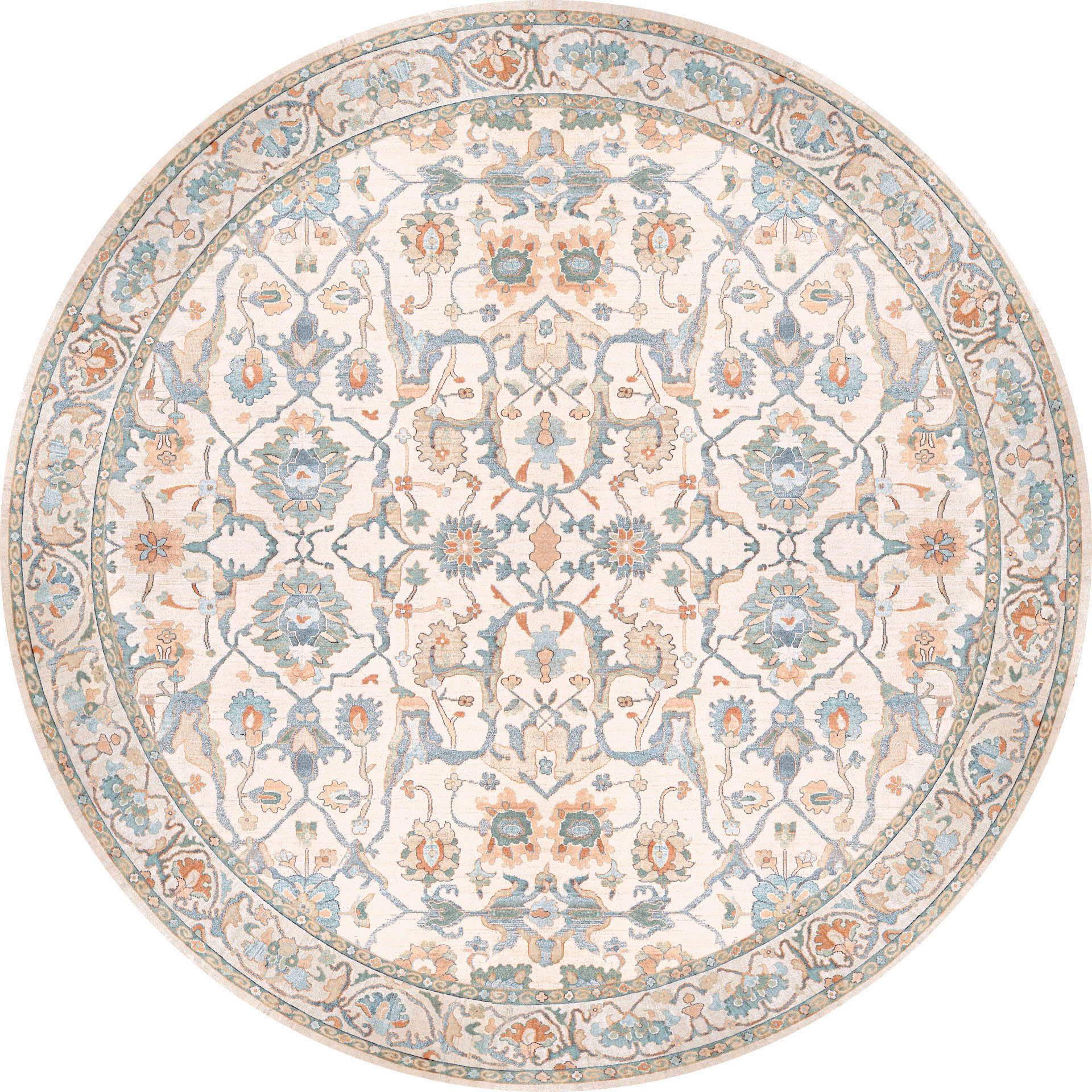 VINTAGE-TEPPICH 200 cm Living Zaveran Terracotta, Perlmutt, Graublau rund  - Graublau/Perlmutt, LIFESTYLE, Kunststoff/Textil (200cm) - Lindorug