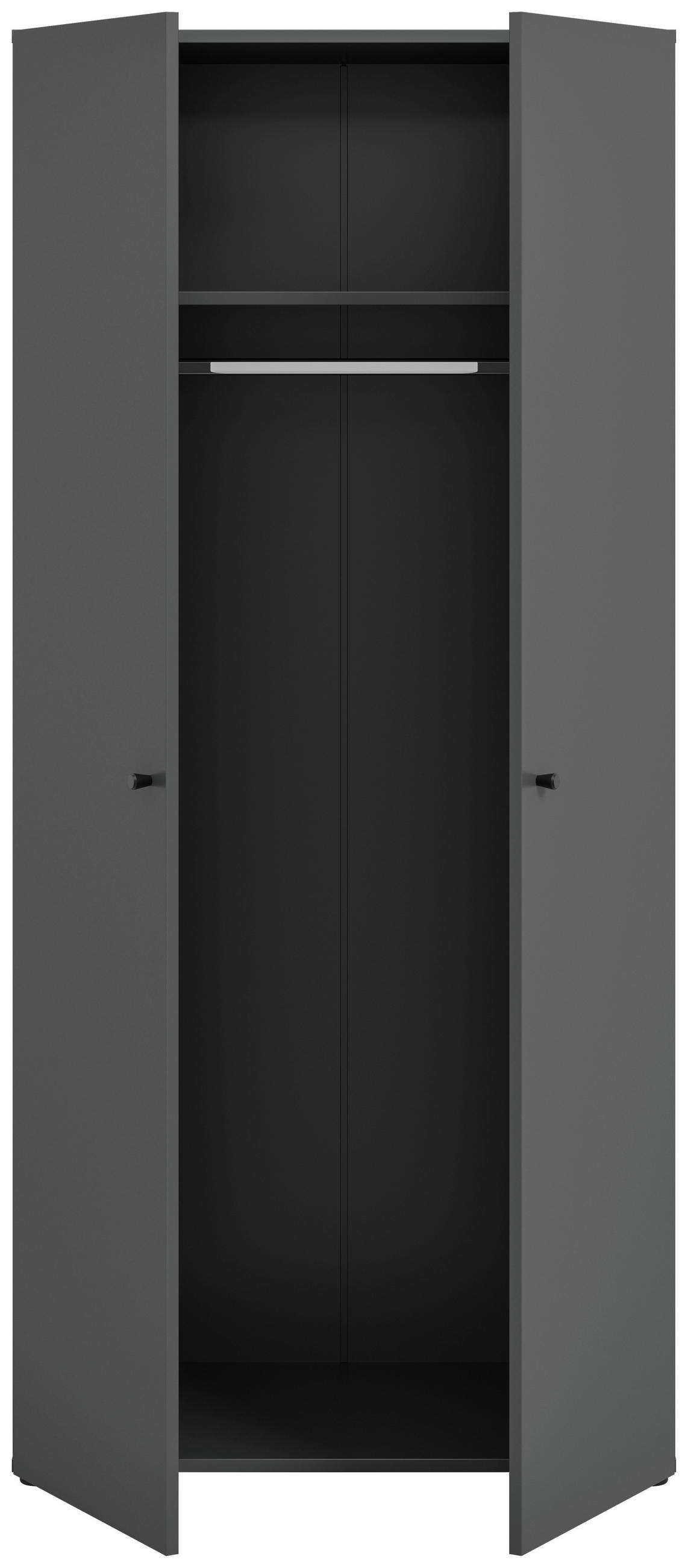 DREHTÜRENSCHRANK 80/176/51 cm,  in Anthrazit, 2-türig  - Anthrazit/Schwarz, MODERN, Holzwerkstoff/Kunststoff (80/176/51cm) - MID.YOU