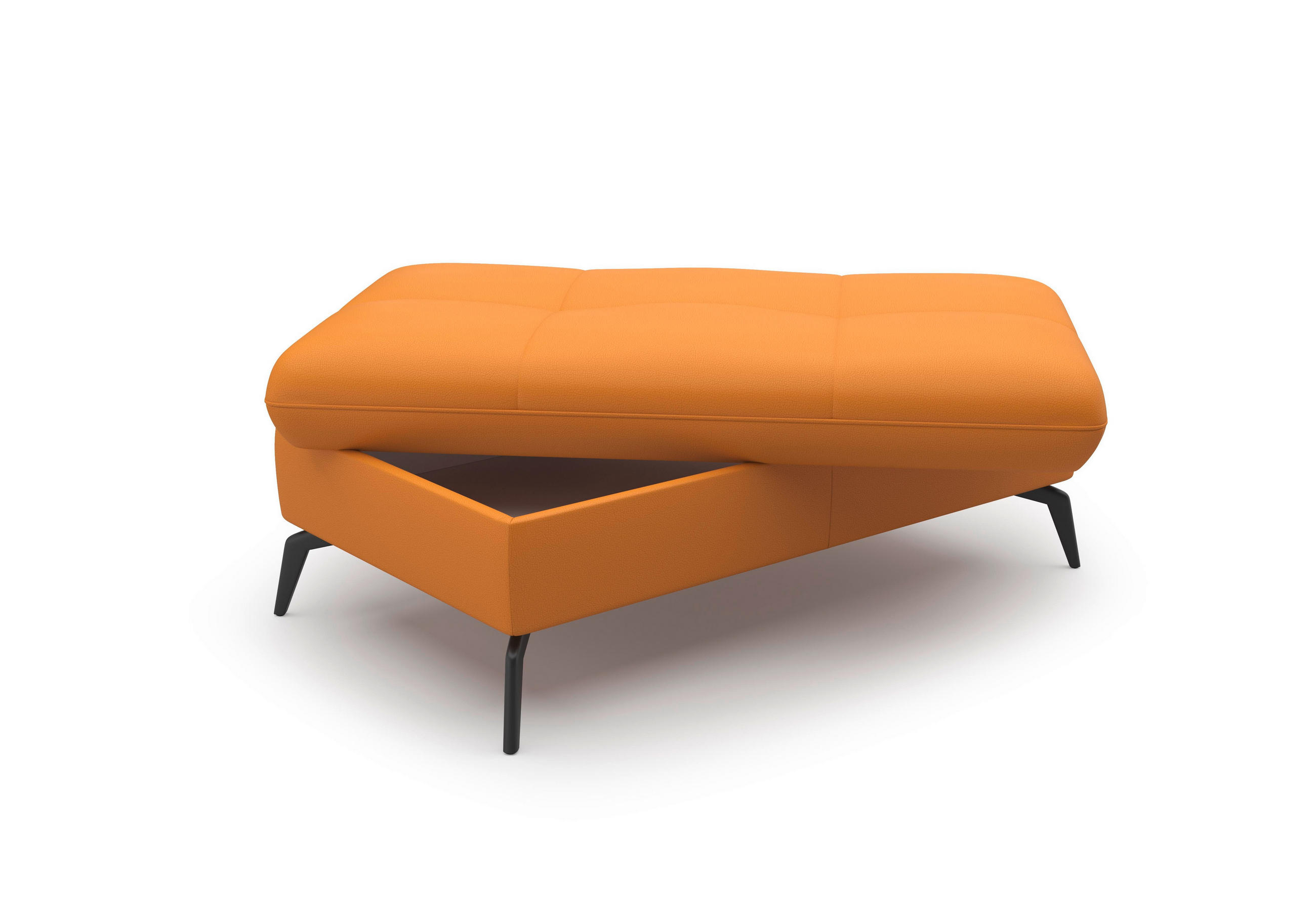 Thumbnail - Sit & More Hocker, Currygelb, Leder, Echtleder, Nappaleder, Füllung: Schaumstoff, rechteckig, 102x47x69 cm, Goldenes M, ...