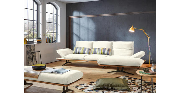 ECKSOFA in Flachgewebe Creme 314/159 cm - Creme/Schwarz, Design, Holz/Textil (314/159cm) - Dieter Knoll