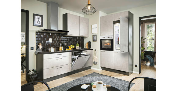 ECKKÜCHE 220/120 cm  in Graphitfarben, Schwarz, Grauweiß  - Grauweiß/Schwarz, Design, Holzwerkstoff/Metall (220/120cm) - Xora